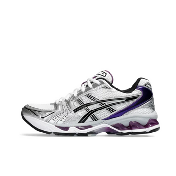 ASICS Gel-Kayano 14 White Dark Grape - retro hardloopsneaker met GEL™-technologie en opvallende kleuraccenten, verkrijgbaar bij KeepItSneaker.