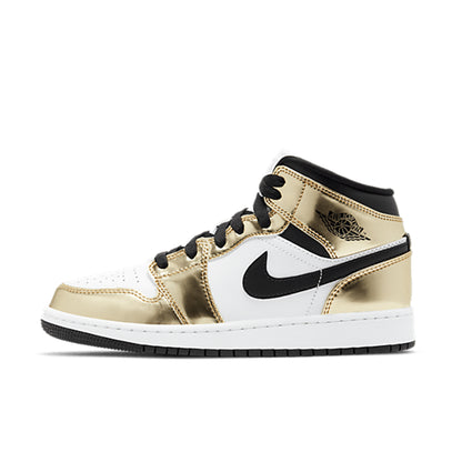 Air Jordan 1 Mid Metallic Gold Black White (GS)