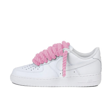 Nike Air Force 1 Low Rope Lacets Rose Personnalisé 